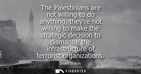 Small: The Palestinians are not willing to do anything, theyre not willing to make the strategic decision to d