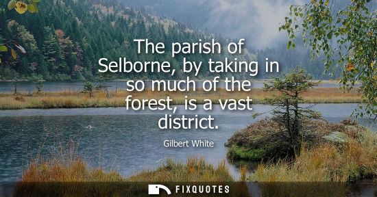 Small: The parish of Selborne, by taking in so much of the forest, is a vast district