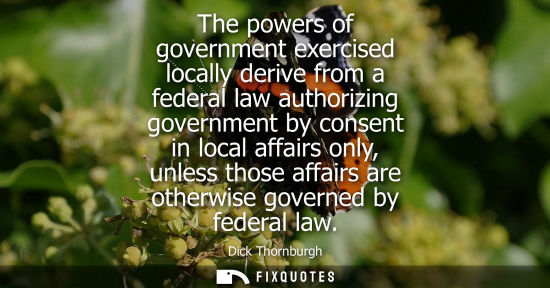 Small: The powers of government exercised locally derive from a federal law authorizing government by consent 