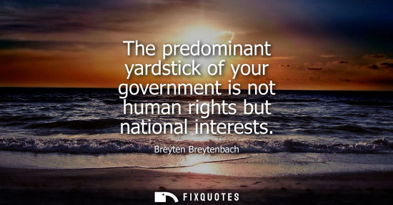 Small: The predominant yardstick of your government is not human rights but national interests