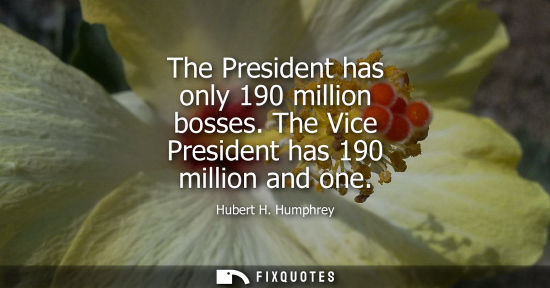 Small: The President has only 190 million bosses. The Vice President has 190 million and one