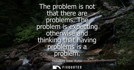 Small: The problem is not that there are problems. The problem is expecting otherwise and thinking that having