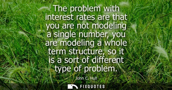 Small: The problem with interest rates are that you are not modeling a single number, you are modeling a whole term s