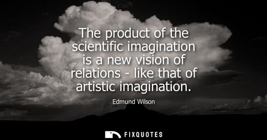 Small: The product of the scientific imagination is a new vision of relations - like that of artistic imaginat