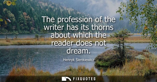 Small: The profession of the writer has its thorns about which the reader does not dream