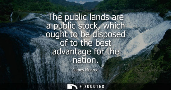 Small: The public lands are a public stock, which ought to be disposed of to the best advantage for the nation