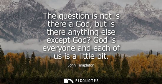 Small: The question is not is there a God, but is there anything else except God? God is everyone and each of 