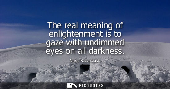 Small: The real meaning of enlightenment is to gaze with undimmed eyes on all darkness