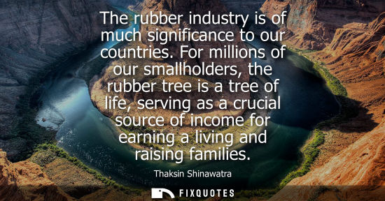 Small: The rubber industry is of much significance to our countries. For millions of our smallholders, the rubber tre