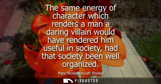 Small: The same energy of character which renders a man a daring villain would have rendered him useful in soc