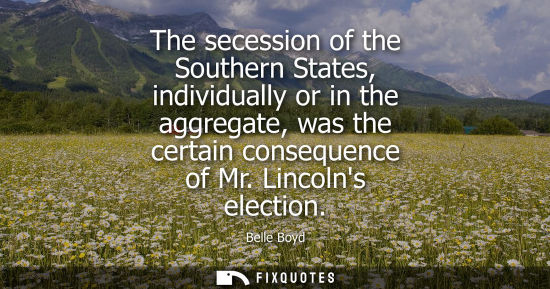 Small: The secession of the Southern States, individually or in the aggregate, was the certain consequence of 