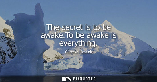 Small: The secret is to be awake.To be awake is everything