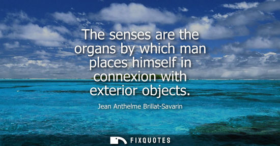Small: The senses are the organs by which man places himself in connexion with exterior objects