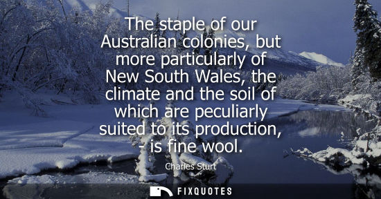 Small: The staple of our Australian colonies, but more particularly of New South Wales, the climate and the so