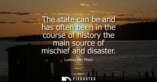 Small: The state can be and has often been in the course of history the main source of mischief and disaster