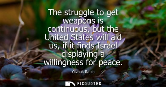 Small: The struggle to get weapons is continuous, but the United States will aid us, if it finds Israel displaying a 