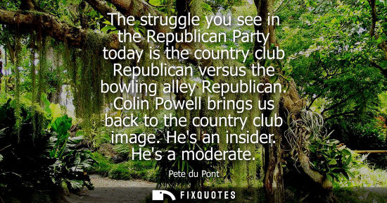 Small: The struggle you see in the Republican Party today is the country club Republican versus the bowling al