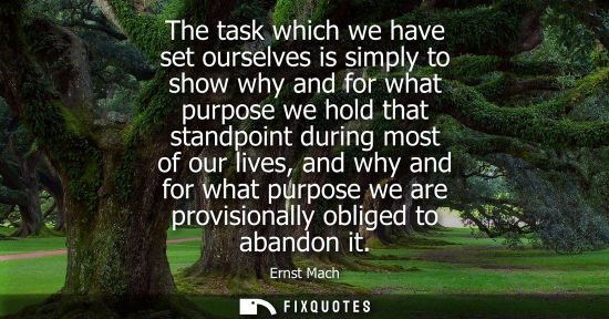 Small: The task which we have set ourselves is simply to show why and for what purpose we hold that standpoint