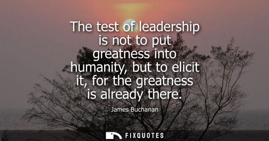 Small: The test of leadership is not to put greatness into humanity, but to elicit it, for the greatness is already t
