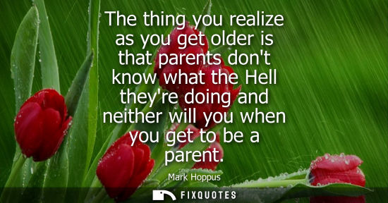 Small: The thing you realize as you get older is that parents dont know what the Hell theyre doing and neither