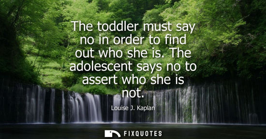 Small: The toddler must say no in order to find out who she is. The adolescent says no to assert who she is not