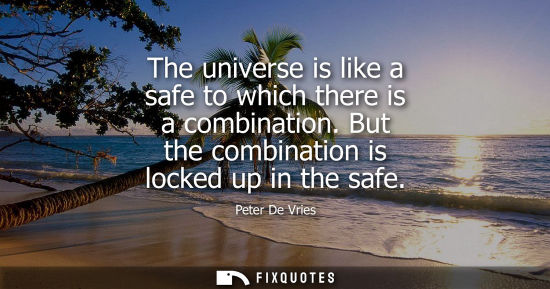 Small: The universe is like a safe to which there is a combination. But the combination is locked up in the sa