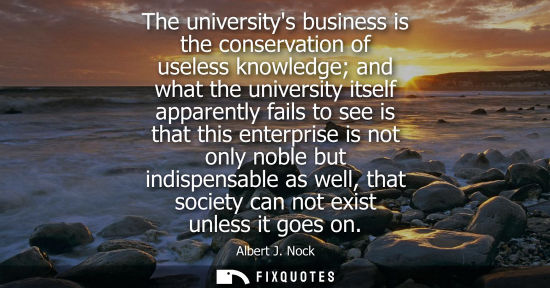 Small: The universitys business is the conservation of useless knowledge and what the university itself appare