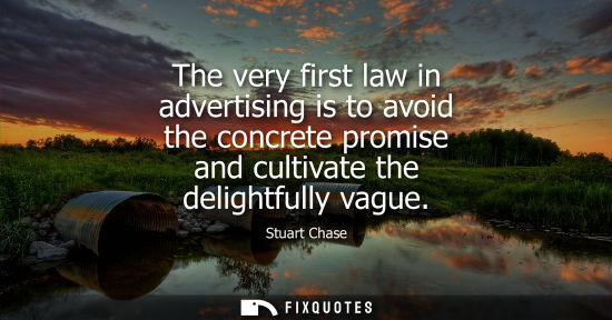 Small: The very first law in advertising is to avoid the concrete promise and cultivate the delightfully vague