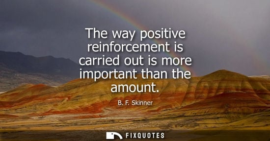 Small: The way positive reinforcement is carried out is more important than the amount
