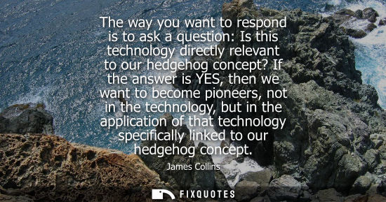 Small: The way you want to respond is to ask a question: Is this technology directly relevant to our hedgehog 