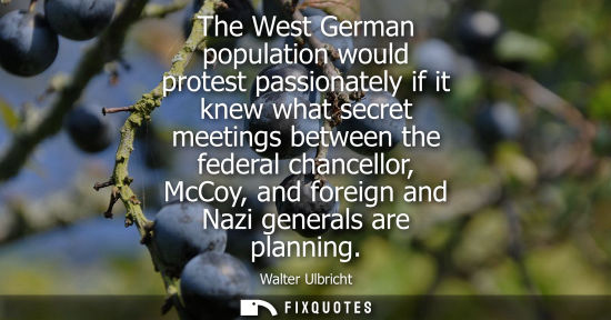 Small: The West German population would protest passionately if it knew what secret meetings between the feder