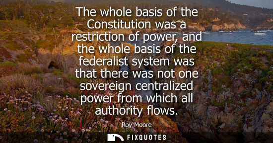 Small: The whole basis of the Constitution was a restriction of power, and the whole basis of the federalist s