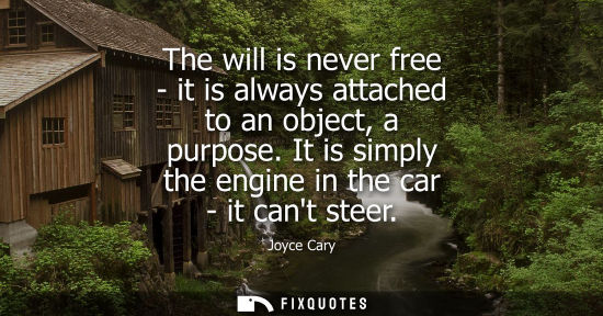Small: The will is never free - it is always attached to an object, a purpose. It is simply the engine in the 