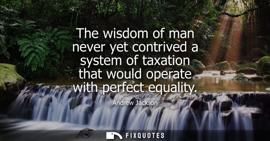 Small: The wisdom of man never yet contrived a system of taxation that would operate with perfect equality