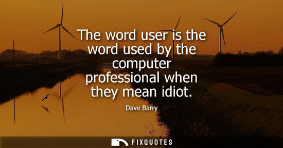 Small: The word user is the word used by the computer professional when they mean idiot