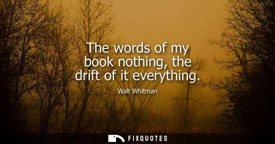 Small: The words of my book nothing, the drift of it everything