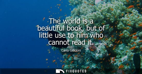 Small: The world is a beautiful book, but of little use to him who cannot read it