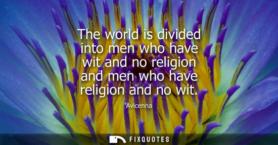 Small: The world is divided into men who have wit and no religion and men who have religion and no wit