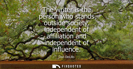 Small: The writer is the person who stands outside society, independent of affiliation and independent of infl