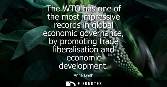 Small: The WTO has one of the most impressive records in global economic governance, by promoting trade libera
