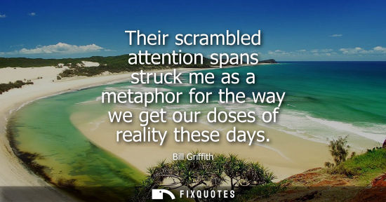 Small: Their scrambled attention spans struck me as a metaphor for the way we get our doses of reality these d
