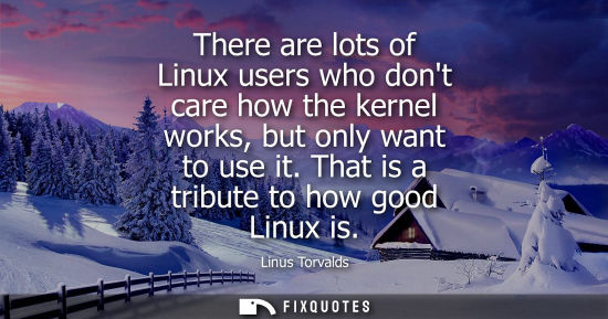 Small: There are lots of Linux users who dont care how the kernel works, but only want to use it. That is a tr