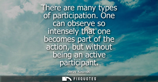 Small: There are many types of participation. One can observe so intensely that one becomes part of the action, but w