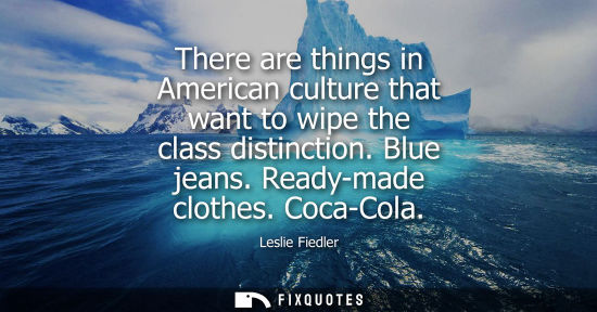 Small: There are things in American culture that want to wipe the class distinction. Blue jeans. Ready-made cl