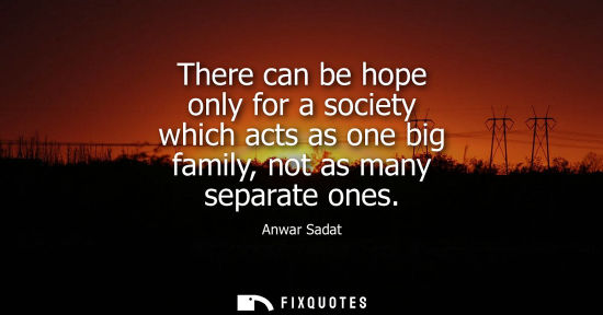 Small: There can be hope only for a society which acts as one big family, not as many separate ones