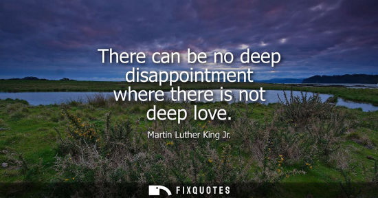 Small: There can be no deep disappointment where there is not deep love