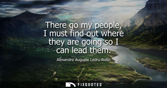 Small: There go my people, I must find out where they are going so I can lead them