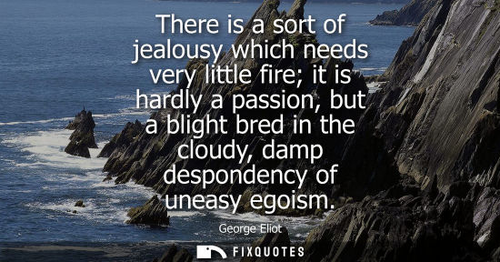 Small: There is a sort of jealousy which needs very little fire it is hardly a passion, but a blight bred in the clou