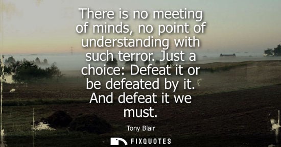 Small: There is no meeting of minds, no point of understanding with such terror. Just a choice: Defeat it or b
