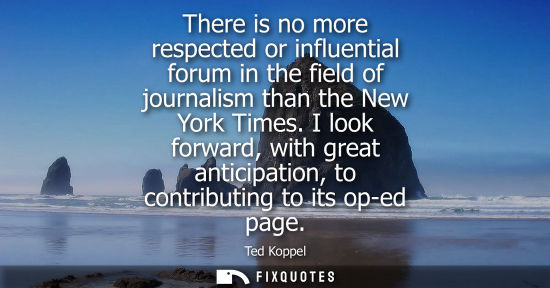 Small: There is no more respected or influential forum in the field of journalism than the New York Times.